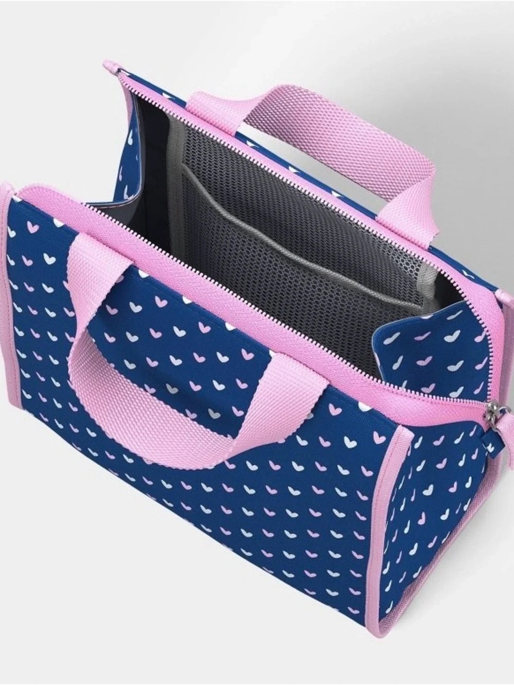 Heart Print White Navy & Pink Backpack Matching Sets Water Bottle Lunch Bag